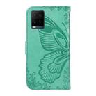 For vivo Y21 / Y21s / Y33s Swallowtail Butterfly Embossed Leather Phone Case(Green) - 3