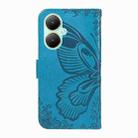 For vivo Y27 Swallowtail Butterfly Embossed Leather Phone Case(Blue) - 3