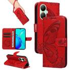 For vivo Y27 Swallowtail Butterfly Embossed Leather Phone Case(Red) - 1