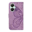 For vivo Y27 Swallowtail Butterfly Embossed Leather Phone Case(Purple) - 3