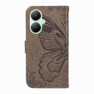 For vivo Y27 Swallowtail Butterfly Embossed Leather Phone Case(Grey) - 3