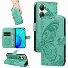 For vivo Y27 Swallowtail Butterfly Embossed Leather Phone Case(Green) - 1