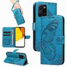 For vivo Y35 / Y22s / Y22 Swallowtail Butterfly Embossed Leather Phone Case(Blue) - 1