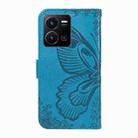 For vivo Y35 / Y22s / Y22 Swallowtail Butterfly Embossed Leather Phone Case(Blue) - 3