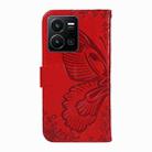 For vivo Y35 / Y22s / Y22 Swallowtail Butterfly Embossed Leather Phone Case(Red) - 3