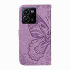 For vivo Y35 / Y22s / Y22 Swallowtail Butterfly Embossed Leather Phone Case(Purple) - 3