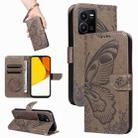 For vivo Y35 / Y22s / Y22 Swallowtail Butterfly Embossed Leather Phone Case(Grey) - 1