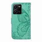 For vivo Y35 / Y22s / Y22 Swallowtail Butterfly Embossed Leather Phone Case(Green) - 3