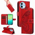 For vivo Y38 5G / Y200i / T3x Swallowtail Butterfly Embossed Leather Phone Case(Red) - 1