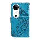 For vivo V40 5G Swallowtail Butterfly Embossed Leather Phone Case(Blue) - 3