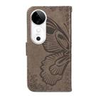 For vivo V40 5G Swallowtail Butterfly Embossed Leather Phone Case(Grey) - 3