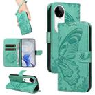 For vivo V40 5G Swallowtail Butterfly Embossed Leather Phone Case(Green) - 1