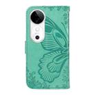 For vivo V40 5G Swallowtail Butterfly Embossed Leather Phone Case(Green) - 3