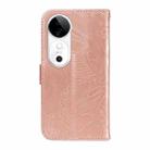 For vivo V40 5G Swallowtail Butterfly Embossed Leather Phone Case(Rose Gold) - 3