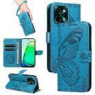 For vivo Y28 4G Swallowtail Butterfly Embossed Leather Phone Case(Blue) - 1