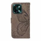 For vivo Y28 4G Swallowtail Butterfly Embossed Leather Phone Case(Grey) - 3