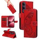 For vivo V50 Lite 5G Global Swallowtail Butterfly Embossed Leather Phone Case(Red) - 1