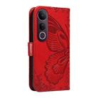 For vivo V50 Lite 5G Global Swallowtail Butterfly Embossed Leather Phone Case(Red) - 3