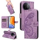 For vivo Y39 5G Global Swallowtail Butterfly Embossed Leather Phone Case(Purple) - 1