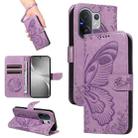 For vivo V60 5G Swallowtail Butterfly Embossed Leather Phone Case(Purple) - 1