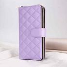 For iPhone 15 Pro Max Crossbody Rhombic Zipper Tower Buckle Leather Phone Case with Lanyard(Purple) - 2