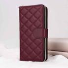 For iPhone 15 Pro Max Crossbody Rhombic Zipper Tower Buckle Leather Phone Case with Lanyard(Wine Red) - 2