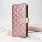 For iPhone 15 Pro Max Crossbody Rhombic Zipper Tower Buckle Leather Phone Case with Lanyard(Rose Gold) - 2