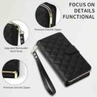 For iPhone 15 Pro Max Crossbody Rhombic Zipper Tower Buckle Leather Phone Case with Lanyard(Black) - 3