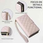 For iPhone 15 Pro Crossbody Rhombic Zipper Tower Buckle Leather Phone Case with Lanyard(Beige) - 3