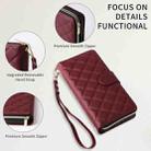 For iPhone 15 Pro Crossbody Rhombic Zipper Tower Buckle Leather Phone Case with Lanyard(Wine Red) - 3