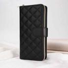 For iPhone 15 Pro Crossbody Rhombic Zipper Tower Buckle Leather Phone Case with Lanyard(Black) - 2