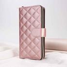 For iPhone 15 Crossbody Rhombic Zipper Tower Buckle Leather Phone Case with Lanyard(Rose Gold) - 2