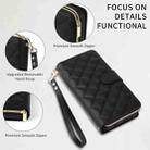 For iPhone 15 Crossbody Rhombic Zipper Tower Buckle Leather Phone Case with Lanyard(Black) - 3
