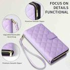 For iPhone 14 Pro Crossbody Rhombic Zipper Tower Buckle Leather Phone Case with Lanyard(Purple) - 3