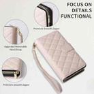 For iPhone 14 Pro Max Crossbody Rhombic Zipper Tower Buckle Leather Phone Case with Lanyard(Beige) - 3