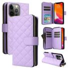 For iPhone 12/12 Pro Crossbody Rhombic Zipper Tower Buckle Leather Phone Case with Lanyard(Purple) - 1