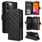 For iPhone 12/12 Pro Crossbody Rhombic Zipper Tower Buckle Leather Phone Case with Lanyard(Black) - 1