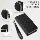 For iPhone 12 mini Crossbody Rhombic Zipper Tower Buckle Leather Phone Case with Lanyard(Black) - 3