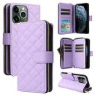 For iPhone 11 Pro Max Crossbody Rhombic Zipper Tower Buckle Leather Phone Case with Lanyard(Purple) - 1