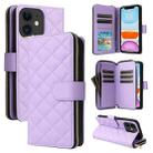 For iPhone 11 Crossbody Rhombic Zipper Tower Buckle Leather Phone Case with Lanyard(Purple) - 1