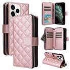 For iPhone 11 Pro Crossbody Rhombic Zipper Tower Buckle Leather Phone Case with Lanyard(Rose Gold) - 1