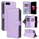 For iPhone 8 Plus / 7 Plus Crossbody Rhombic Zipper Tower Buckle Leather Phone Case with Lanyard(Purple) - 1