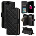 For iPhone 8 Plus / 7 Plus Crossbody Rhombic Zipper Tower Buckle Leather Phone Case with Lanyard(Black) - 1