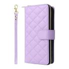 For iPhone 16 Pro Max Crossbody Rhombic Zipper Tower Buckle Leather Phone Case with Lanyard(Purple) - 2