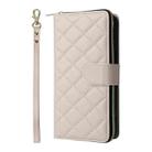 For iPhone 16 Pro Max Crossbody Rhombic Zipper Tower Buckle Leather Phone Case with Lanyard(Beige) - 2