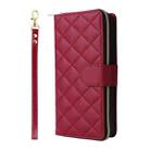 For iPhone 16 Pro Max Crossbody Rhombic Zipper Tower Buckle Leather Phone Case with Lanyard(Wine Red) - 2