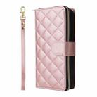 For iPhone 16 Pro Max Crossbody Rhombic Zipper Tower Buckle Leather Phone Case with Lanyard(Rose Gold) - 2