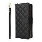 For iPhone 16 Pro Max Crossbody Rhombic Zipper Tower Buckle Leather Phone Case with Lanyard(Black) - 2