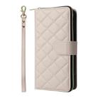 For iPhone 16 Pro Crossbody Rhombic Zipper Tower Buckle Leather Phone Case with Lanyard(Beige) - 2