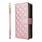 For iPhone 16 Pro Crossbody Rhombic Zipper Tower Buckle Leather Phone Case with Lanyard(Rose Gold) - 2